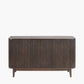 Raie Dark Brown Ribbed Oak & Pine Wood 3 Door Sideboard