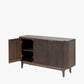 Raie Dark Brown Ribbed Oak & Pine Wood 3 Door Sideboard