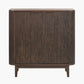 Raie Dark Brown Ribbed Oak and Pine Wood 2 Door Bar Cabinet