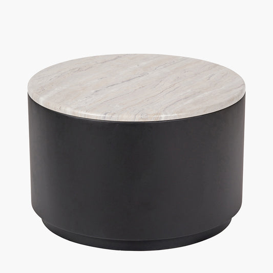 Remy White Marble Effect and Black Metal Storage Coffee Table