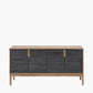 Gio Black and Natural Acacia Wood 4 Door Sideboard