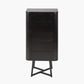Ukiah Black Ash Veneer and Black Metal 5 Drawer Tall Boy