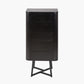Ukiah Black Ash Veneer and Black Metal 5 Drawer Tall Unit