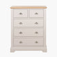 Fairford Parchment White Pine and Oak Wood 5 Drawer Unit
