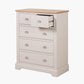 Fairford Parchment White Pine and Oak Wood 5 Drawer Unit