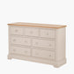 Fairford Parchment White Pine and Oak Wood 7 Drawer Unit