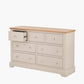 Fairford Parchment White Pine and Oak Wood 7 Drawer Unit