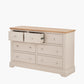 Fairford Parchment White Pine and Oak Wood 7 Drawer Unit