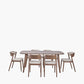 Elias Dark Ash Wood Retro Dining Table and 6 Chairs