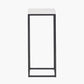 Kalani White Marble and Black Metal Tall Square Side Table