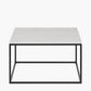 Kalani White Marble and Black Metal Square Coffee Table