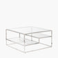 Aleandra Clear Glass and Silver Metal Coffee Table