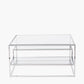 Aleandra Clear Glass and Silver Metal Coffee Table