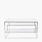 Aleandra Clear Glass and Silver Metal Coffee Table