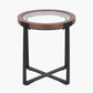 Vermont Clear Glass and Light Walnut Wood Veneer Side Table
