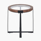 Vermont Clear Glass and Light Walnut Wood Veneer Side Table