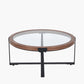 Vermont Clear Glass and Light Walnut Wood Veneer Coffee Table