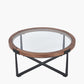 Vermont Clear Glass and Light Walnut Wood Veneer Coffee Table
