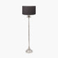 Trafalgar Nickel Metal Palm Tree Floor Lamp Base with Henry 45cm Grey Handloom Cylinder Lampshade