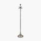 Trafalgar Nickel Metal Palm Tree Floor Lamp Base with Henry 45cm Grey Handloom Cylinder Lampshade
