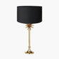 Trafalgar Gold Metal Palm Tree Table Lamp Base with Harry 35cm Black Cotton Mix Cylinder Lampshade