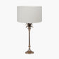 Trafalgar Gold Metal Palm Tree Table Lamp Base with Henry 35cm White Handloom Cylinder Lampshade