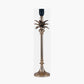 Trafalgar Gold Metal Palm Tree Table Lamp Base with Henry 35cm White Handloom Cylinder Lampshade