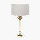 Trafalgar Gold Metal Palm Tree Table Lamp Base with Henry 35cm White Handloom Cylinder Lampshade