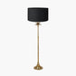 Trafalgar Gold Metal Palm Tree Floor Lamp Base with Harry 45cm Black Cotton Mix Cylinder Lampshade