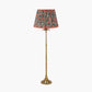 Trafalgar Gold Metal Palm Tree Floor Lamp Base with Floressa 45cm Red Floral Patterned Mushroom Pleat Tapered Lamp Shade