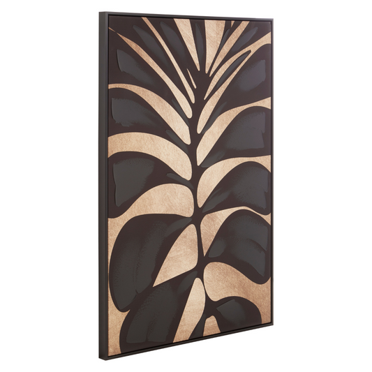 Astratto_Canvas_Black_Leaf_Design_Wall_Art_interia.co.uk