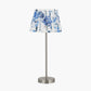 Sesvenna Brushed Silver Metal Stick Table Lamp Base with Kyoto Flower 25cm Pleated Shade Cobalt