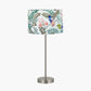Sesvenna Brushed Silver Metal Stick Table Lamp Base with Porcelaine de Chine 35cm Drum Shade Cobalt