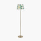 Sesvenna Antique Brass Metal Stick Floor Lamp Base with Kyoto Flower 40cm Pleated Shade Emerald