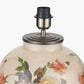 Classic Rose Large Glass Table Lamp Base with Bow 40cm Slate Velvet Cylinder Lampshade