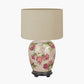 Hellebore Medium Glass Table Lamp Base with Lino 35cm Cream Self Lined Linen Cylinder Lampshade