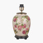 Hellebore Medium Glass Table Lamp Base with Lino 35cm White Self Lined Linen Cylinder Lampshade