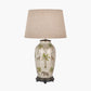Safari Tall Glass Table Lamp Base with Milos 40cm Natural Linen Tapered Lampshade