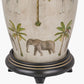 Safari Tall Glass Table Lamp Base with Milos 40cm Natural Linen Tapered Lampshade