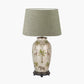 Safari Tall Glass Table Lamp Base with Milos 40cm Pistachio Green Linen Tapered Lampshade