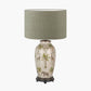 Safari Tall Glass Table Lamp Base with Edward 40cm Pistachio Green Linen Cylinder Lampshade