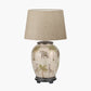 Safari Medium Glass Table Lamp Base with Milos 35cm Natural Linen Tapered Lampshade