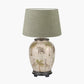Safari Medium Glass Table Lamp Base with Milos 35cm Pistachio Green Linen Tapered Lampshade