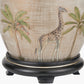 Safari Medium Glass Table Lamp Base with Edward 35cm Natural Linen Cylinder Lampshade