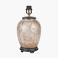 Deer Medium Glass Table Lamp Base with Edward 30cm Natural Linen Cylinder Shade