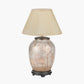 Deer Medium Glass Table Lamp Base with Bacall 35cm Almond Silk Knife Pleat Empire Lampshade