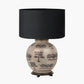 Guinea Fowl Large Glass Table Lamp Base with Harry 40cm Black Cotton Mix Cylinder Lampshade