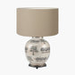 Guinea Fowl Large Glass Table Lamp Base with Henry 40cm Taupe Handloom Cylinder Lampshade