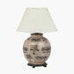 Guinea Fowl Large Glass Table Lamp Base with Bacall 45cm Almond Silk Knife Pleat Empire Lampshade