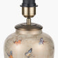 Butterflies Small Glass Table Lamp Base with Adelaide 30cm Steel Grey Tapered Cotton Mix Lampshade